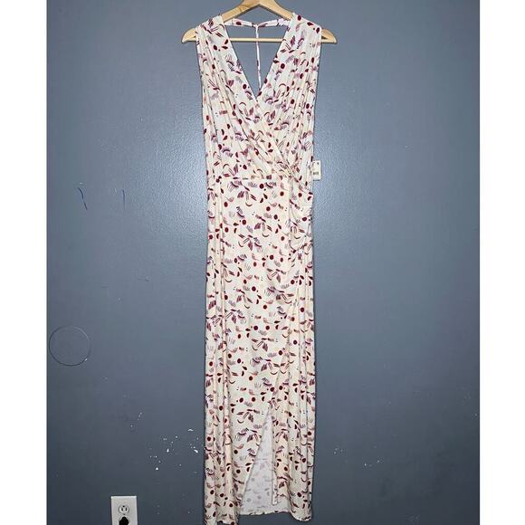 Free People Daria Floral Print Halter Maxi Dress NWT White/Red Size Medium - Picture 2 of 6